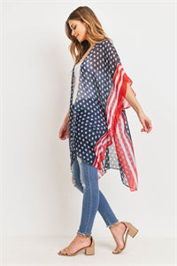 STRIPE TRIM AMERICAN FLAG KIMONO 
