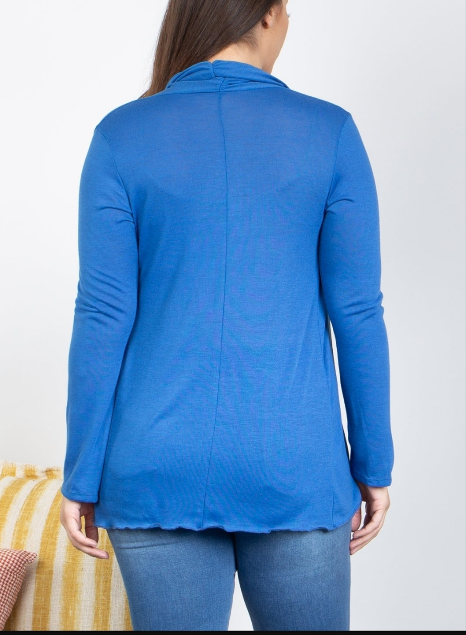 PLUS SIZE LONG SLEEVE RUFFLE DETAIL CARDIGAN