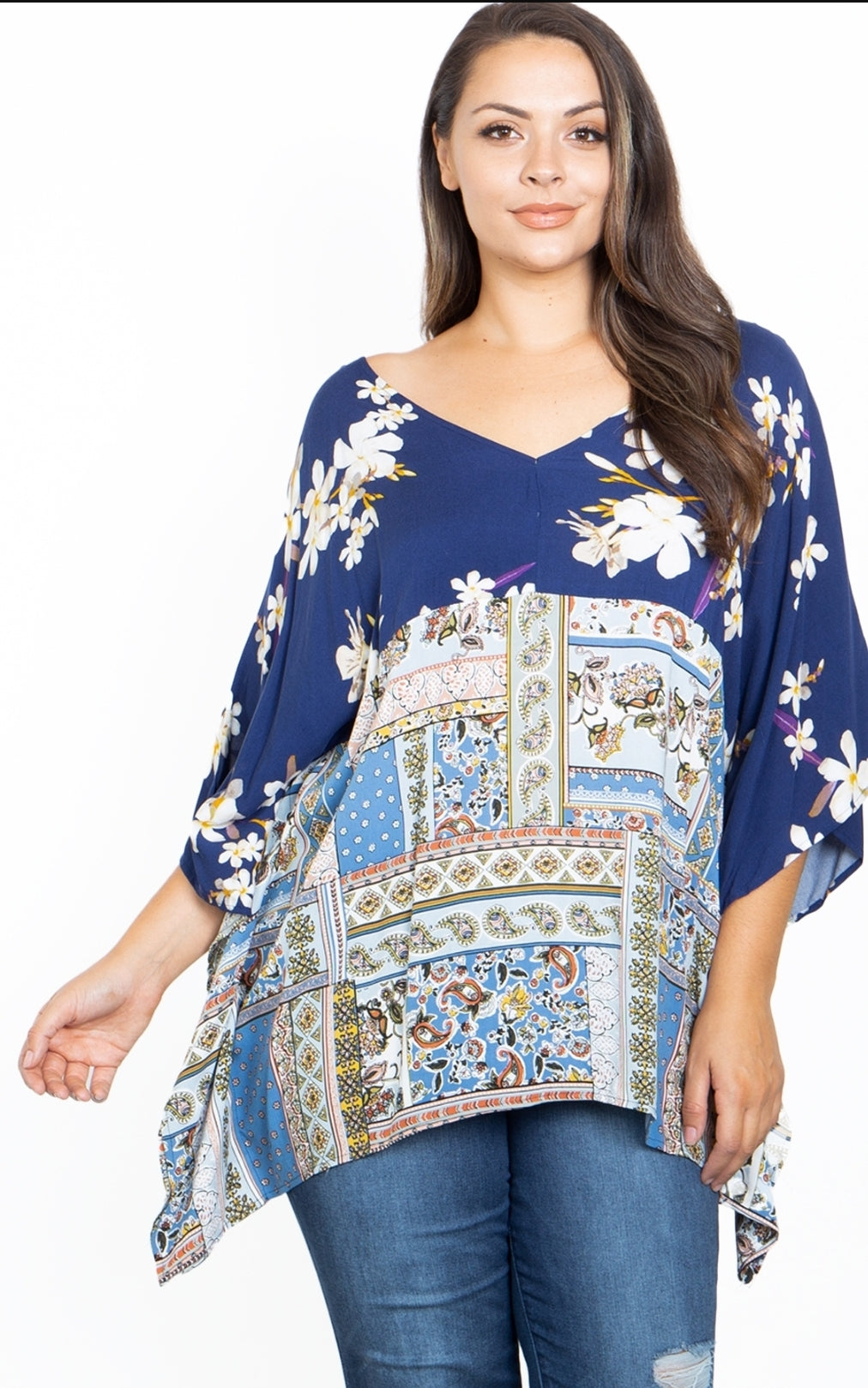 Womens Batwing Floral Top