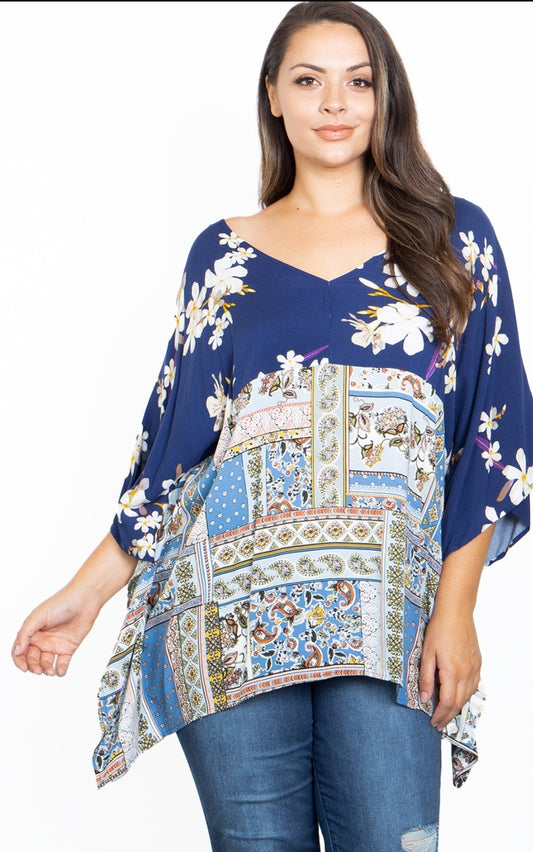 Womens Batwing Floral Top